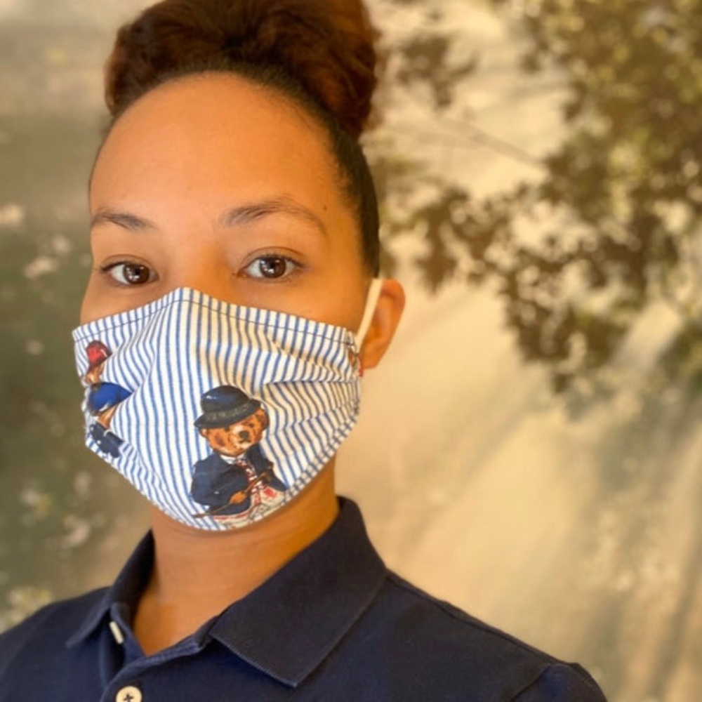 Designer Pleated Nose Wire Face Mask Polo Bear